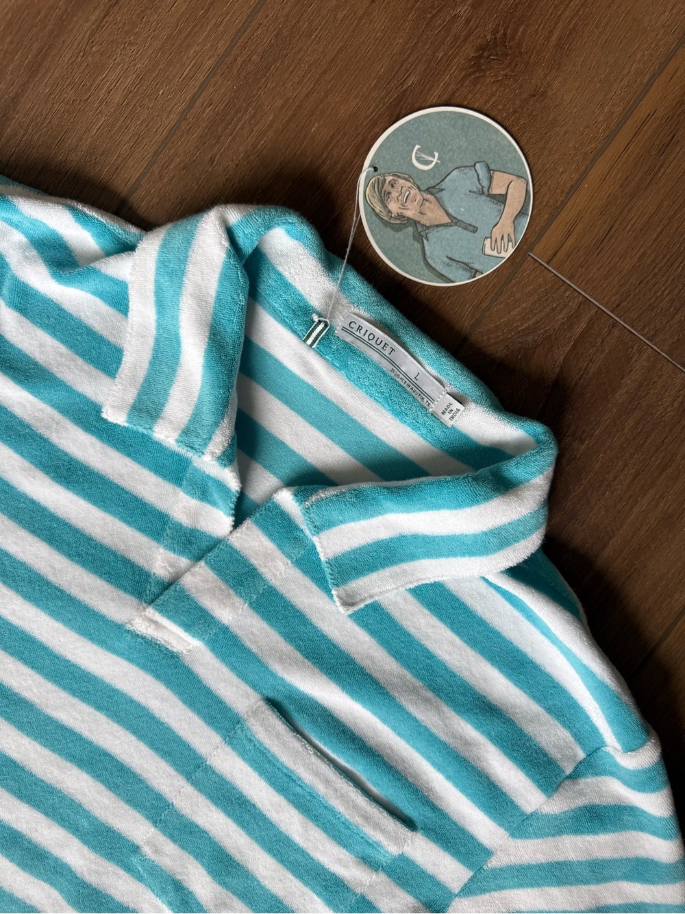 CRIQUET Austin NWT TERRYCLOTH Striped Mens Large Polo - Picture 2 of 8
